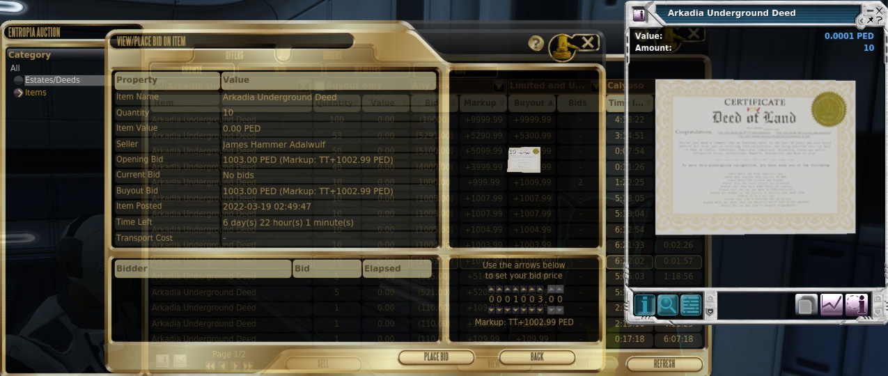 Calypso auction window Calypso auction window