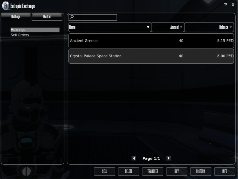 Entropia Exchange window IEntropia Exchange window