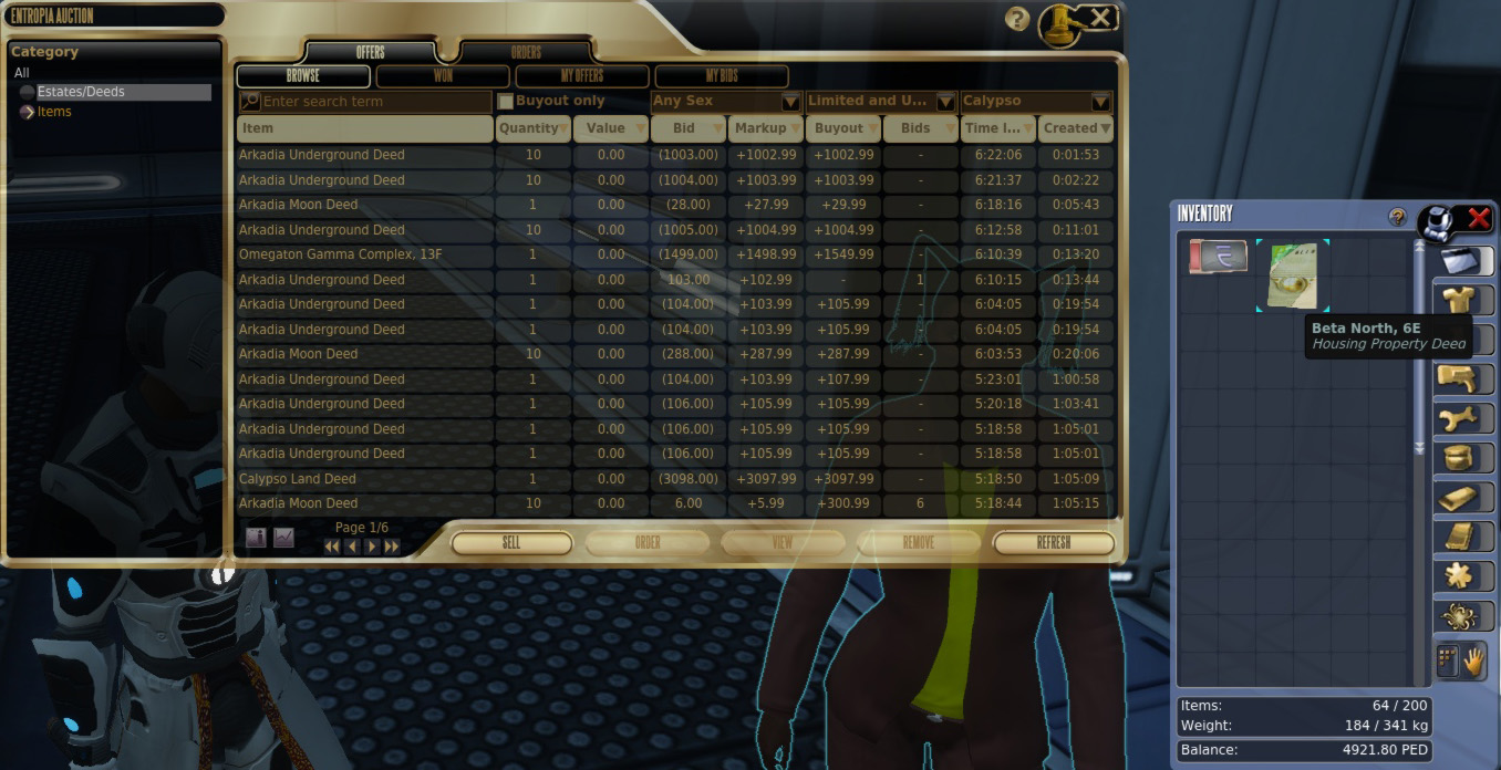 deed in inventory window