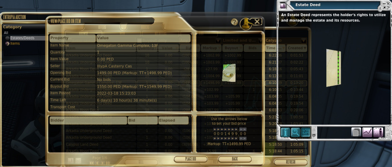 Calypso auction window